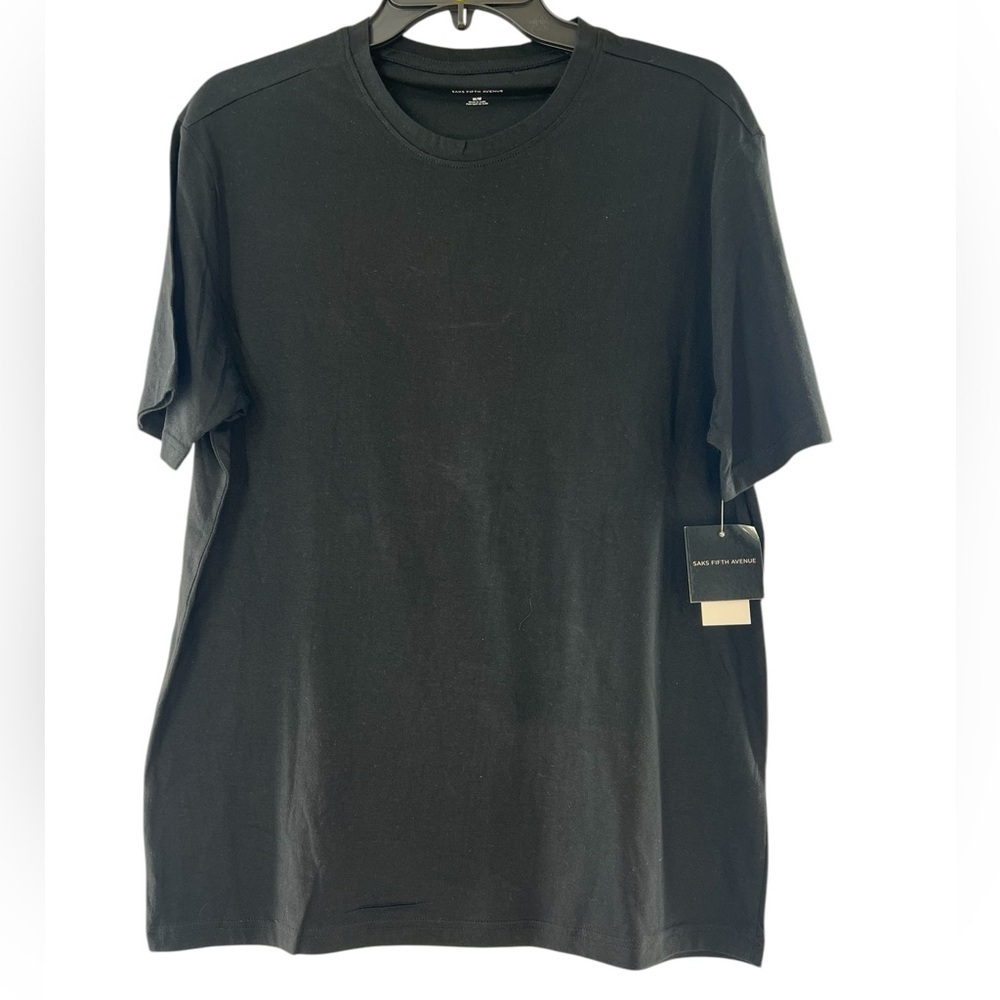 NWT Saks Fifth Avenue Round Neck Classic Men's Black T-Shirt M - Picture 5 of 5